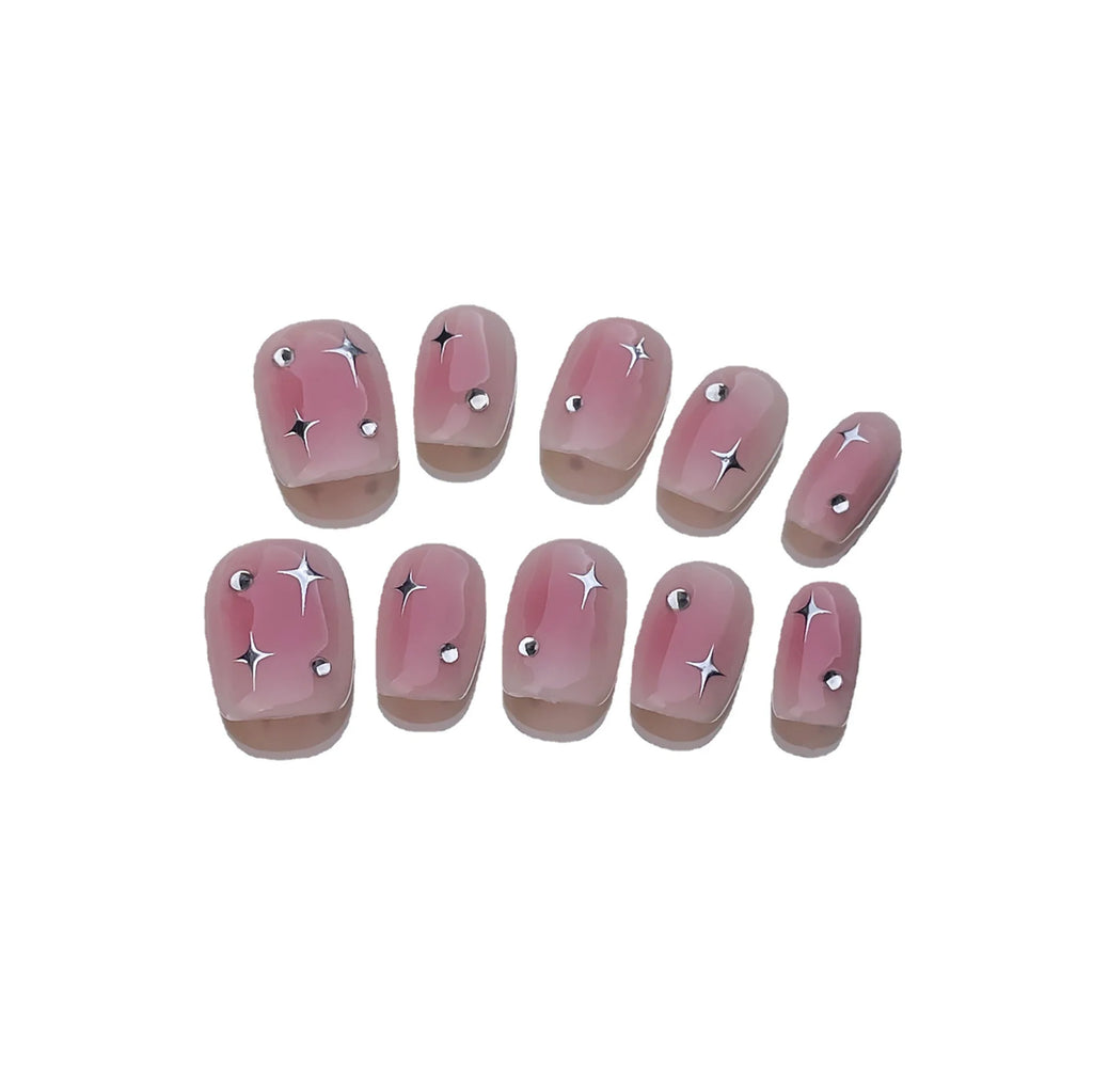Pure Handmade Press-on Nails spray gun blush smudge star short nail patch high-end wearable nail piece finished product