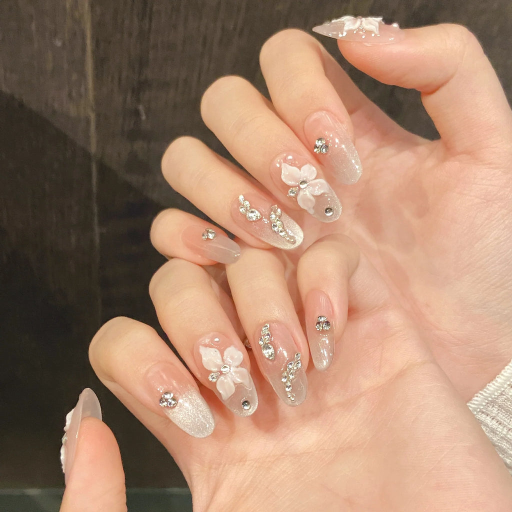 Snake Element Zircon Diamond Advanced Cold cat eye pure handmade nails